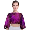 Space seas  Tie Back Butterfly Sleeve Chiffon Top View1