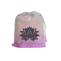 Abstract Decorative Floral Design, Mandala Drawstring Pouch (large) by FantasyWorld7