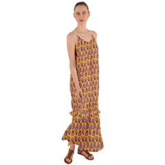 Tropical Orange Avocadoes Cami Maxi Ruffle Chiffon Dress