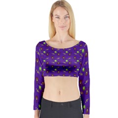 School Girl Braids Dark Blue Long Sleeve Crop Top