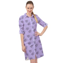 Zodiac Bat Lilac Long Sleeve Mini Shirt Dress by snowwhitegirl