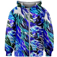 Abstract Background Blue White Kids  Zipper Hoodie Without Drawstring by Alisyart