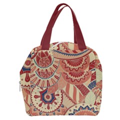 Pop Art Paisley Flowers Ornaments Multicolored 4 Background Solid Dark Red Boxy Hand Bag by EDDArt