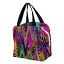 Multicolored Wave Distortion Zigzag Chevrons 2 Background Color Solid Black Boxy Hand Bag View2