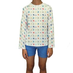 Clouds And Umbrellas Seasons Pattern Kids  Long Sleeve Swimwear
