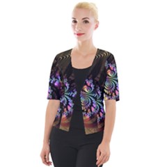 Fractal Colorful Background Cropped Button Cardigan