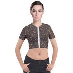 Tribal Leaves House Art Tribal Art Short Sleeve Cropped Jacket