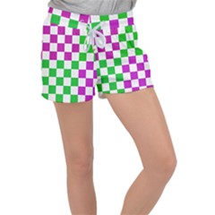 Checkerboard Again 1 Women s Velour Lounge Shorts