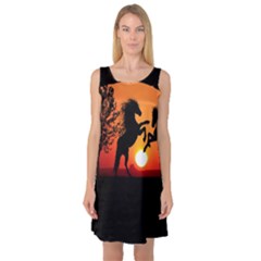 Sunset Horses Shadow Sleeveless Satin Nightdress