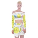 Urban City Skyline Sketch Off Shoulder Top with Mini Skirt Set View1