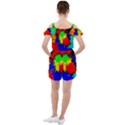 Color Halftone Grid Raster Image Ruffle Cut Out Chiffon Playsuit View2