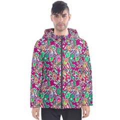 Red Green Spots                          Men s Hooded Puffer Jacket
