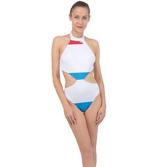 Luxembourg Country Europe Flag Halter Side Cut Swimsuit