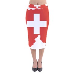 Switzerland Country Europe Flag Velvet Midi Pencil Skirt