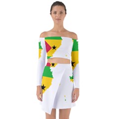Sao Tome Principe Flag Map Off Shoulder Top With Skirt Set