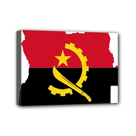 Angola Flag Map Geography Outline Mini Canvas 7  X 5  (stretched)