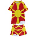 Macedonia Country Europe Flag Kids  Swim Tee and Shorts Set View1
