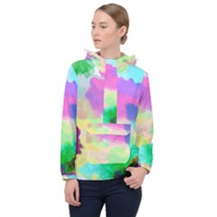 Watercolors Spots                              Women Hooded Front Pocket Windbreaker