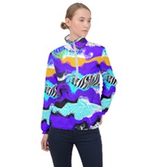 Paint On A Purple Background                                Women Half Zip Windbreaker