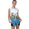 San Marino Country Europe Flag Sleeveless Chiffon Button Shirt View1