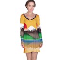 Mount Fuji Japan Lake Sun Sunset Long Sleeve Nightdress View1