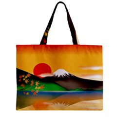 Mount Fuji Japan Lake Sun Sunset Zipper Mini Tote Bag