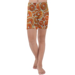 Oranges Background Kids  Lightweight Velour Capri Yoga Leggings by HermanTelo