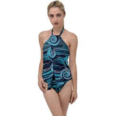 Background Neon Abstract Go With The Flow One Piece Swimsuit by HermanTelo