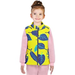 Leaves On A Yellow Background                                 Kid s Puffer Vest