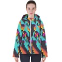 Rectangles in retro colors                                 Women s Hooded Puffer Jacket View1