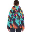 Rectangles in retro colors                                 Women s Hooded Puffer Jacket View2