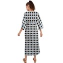 Black Flower On Blue White Pattern Grecian Style  Maxi Dress View2