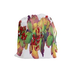 Leaves Autumn Berries Garden Drawstring Pouch (large) by Simbadda