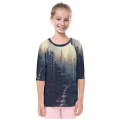Apocalypse Post Apocalyptic Kids  Quarter Sleeve Raglan Tee