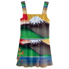 Mount Fuji Japan Lake Sun Sunset Kids  Layered Skirt Swimsuit