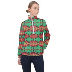 Tribal Pattern                                    Women Half Zip Windbreaker
