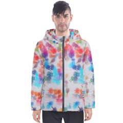Paint Splashes Canvas                                      Men s Hooded Puffer Jacket
