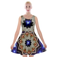 Background Mandala Star Velvet Skater Dress by Mariart