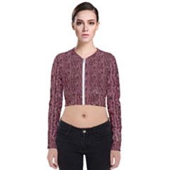 Knitted Wool Rose Long Sleeve Zip Up Bomber Jacket