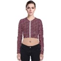Knitted Wool Rose Long Sleeve Zip Up Bomber Jacket View1