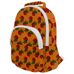 Red Roses Orange Rounded Multi Pocket Backpack by snowwhitegirl