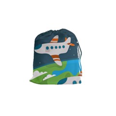 Plane Aircraft Flight Drawstring Pouch (small)