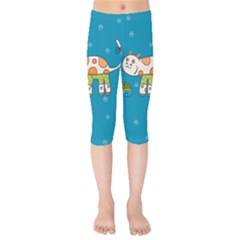 Paint Kitten Cats Cat Cute Paw Kids  Capri Leggings 