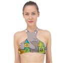 Kids Drawing Children Artwork Art High Neck Bikini Top View1