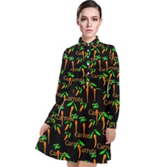 Carrots Pattern Long Sleeve Chiffon Shirt Dress
