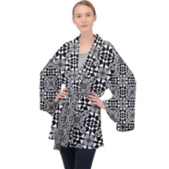 Fabric Geometric Shape Long Sleeve Velvet Kimono  by HermanTelo