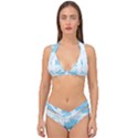 Anchor Watercolor Painting Blue Double Strap Halter Bikini Set View1