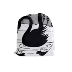 Vintage Swan Bird Nature Water Drawstring Pouch (large)