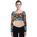 Graffiti Colourful Street Art Art Velvet Long Sleeve Crop Top View1