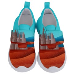 Castle Landscape Mountains Hills Kids  Velcro No Lace Shoes